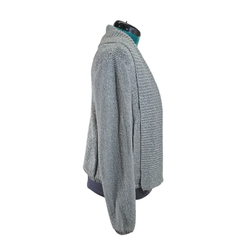 CHICOS Womens Knit Open CARDIGAN Long Sleeve Gray Size‎ 2 (L/12)